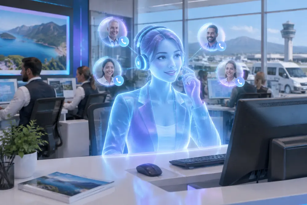 SAM digital receptionist answering calls for a New Zealand airport transfer operators business