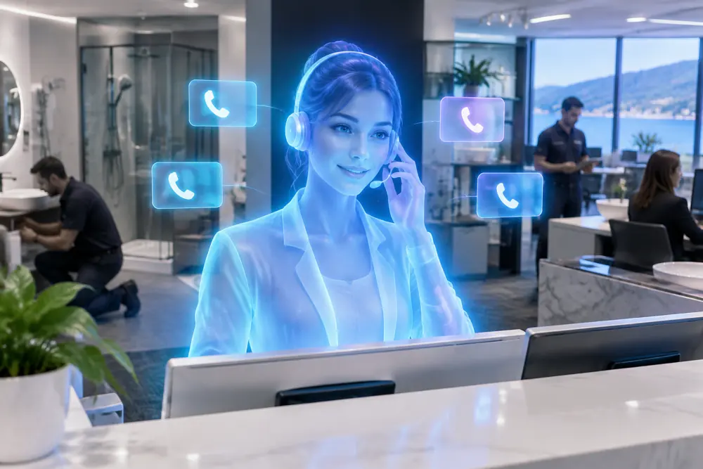 SAM digital receptionist answering calls for a New Zealand bathroom renovators business