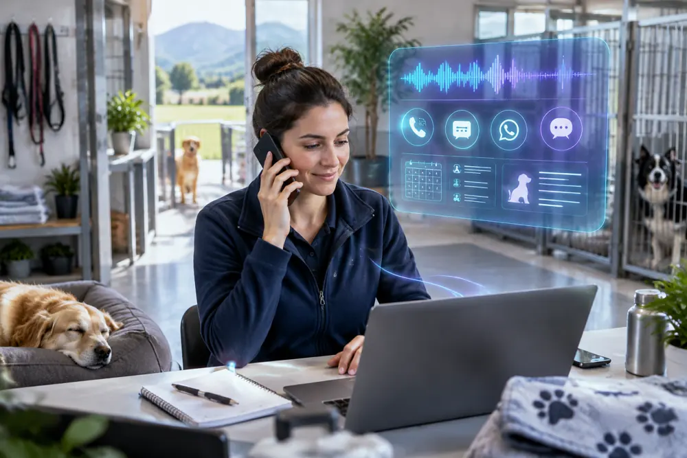 Boarding kennels workflow coordinated across channels