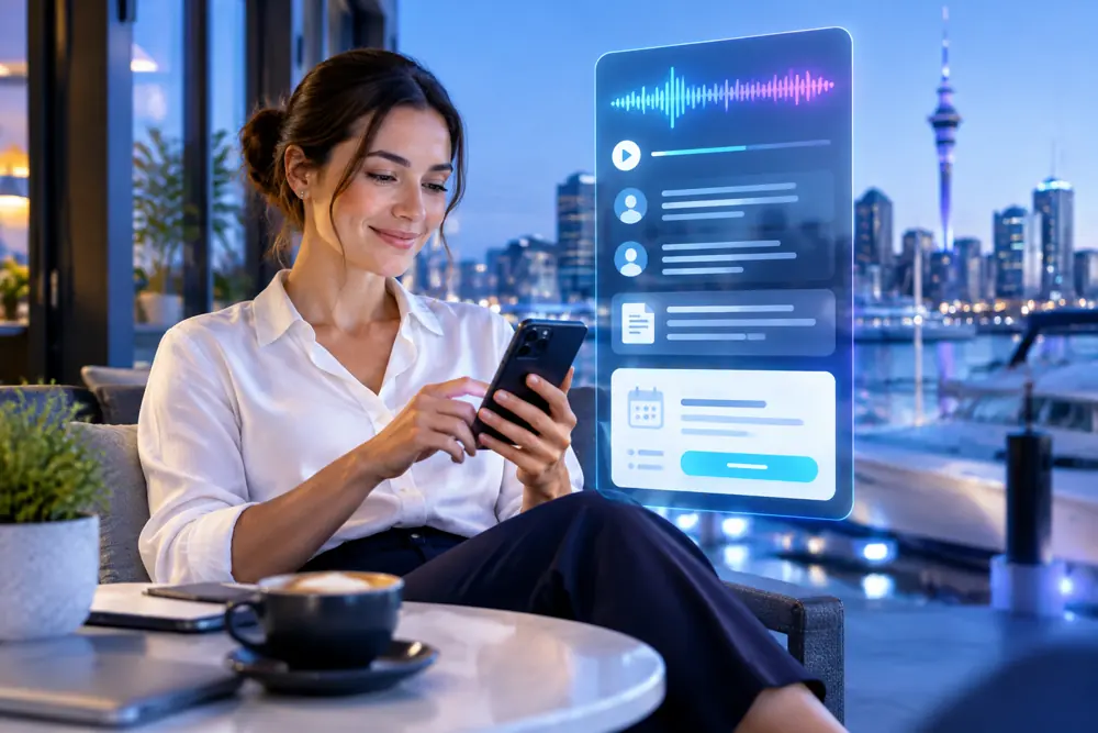 Bookkeepers owner reviewing SAM call summaries and pre-booked jobs on a phone