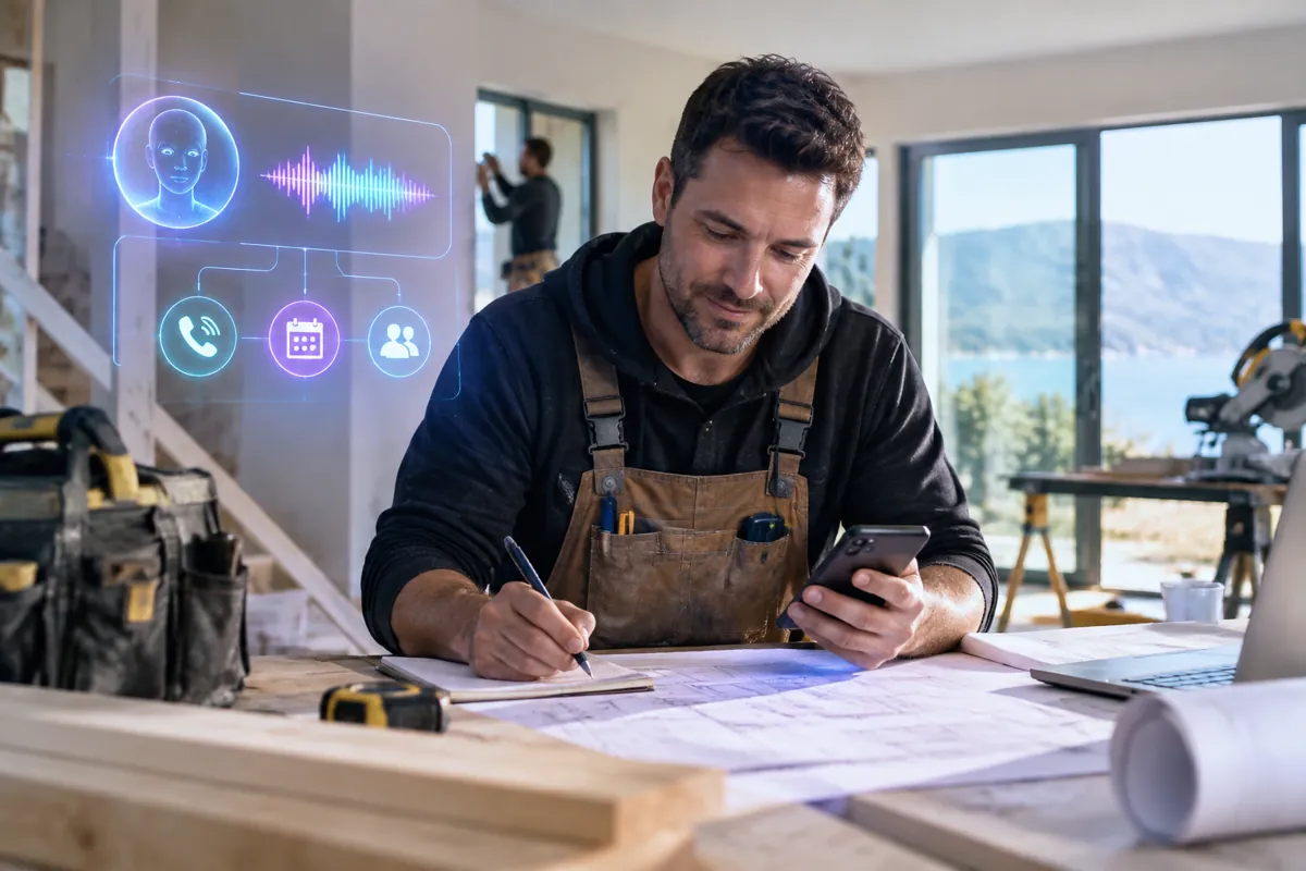 Builders / Renovators team at work while AIIT Voice AI answers customer calls