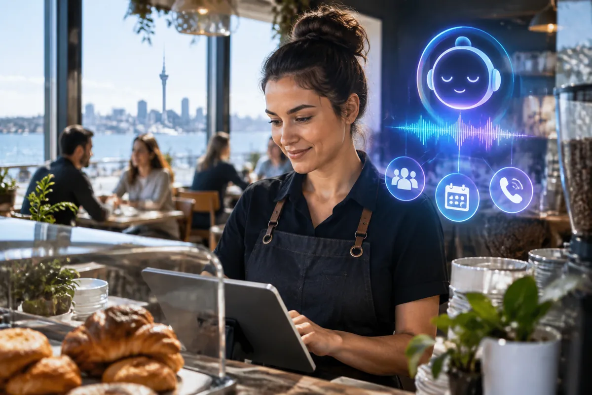 Cafés team at work while AIIT Voice AI answers customer calls