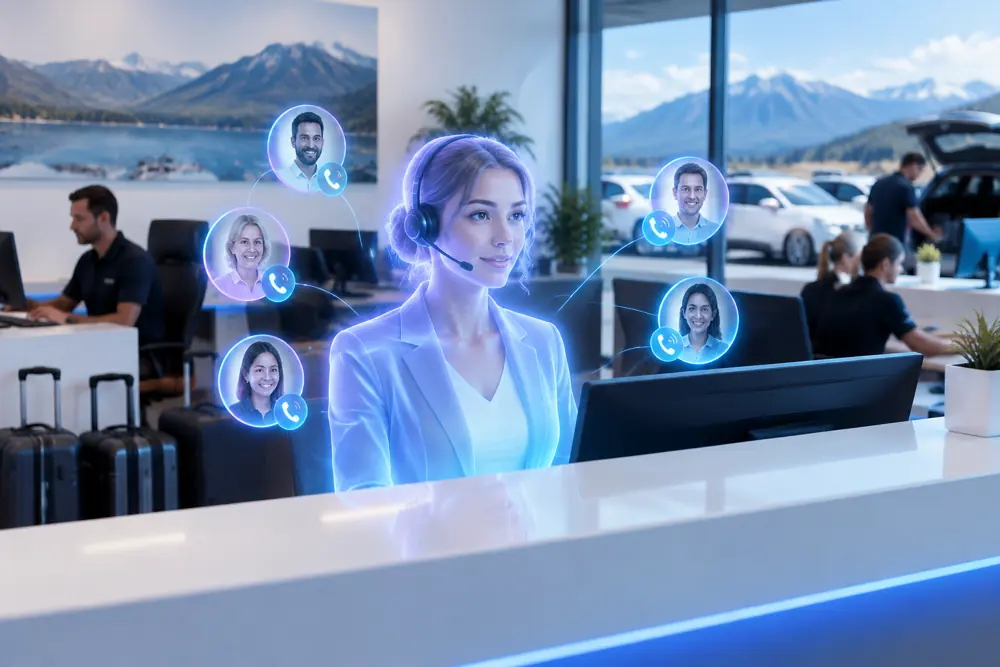 SAM digital receptionist answering calls for a New Zealand car rental companies business