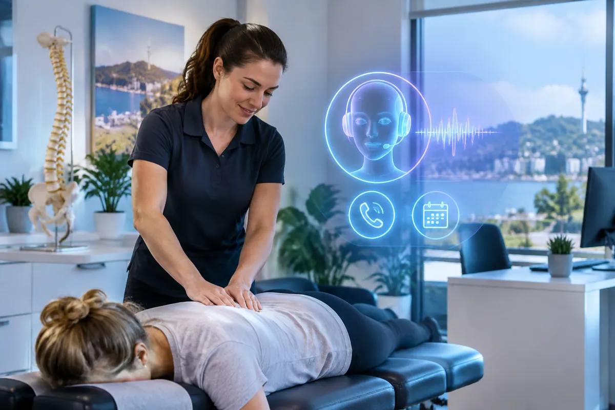 Chiropractors team at work while AIIT Voice AI answers customer calls