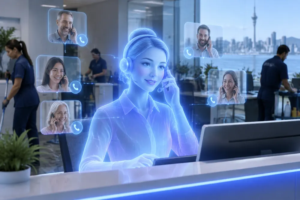 SAM digital receptionist answering calls for a New Zealand cleaning companies business