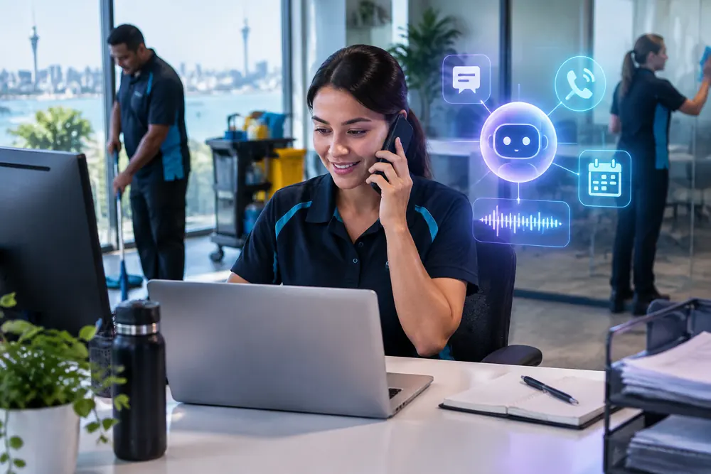 Commercial cleaners workflow coordinated across channels