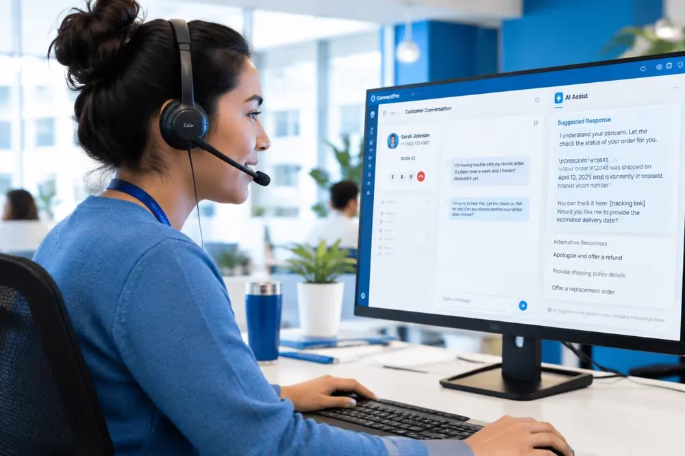 Agent using a real-time AI assist panel during a call