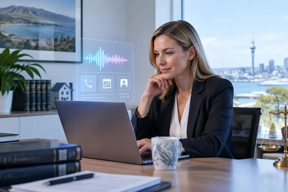 Business owner reviewing Voice AI conversation outcomes