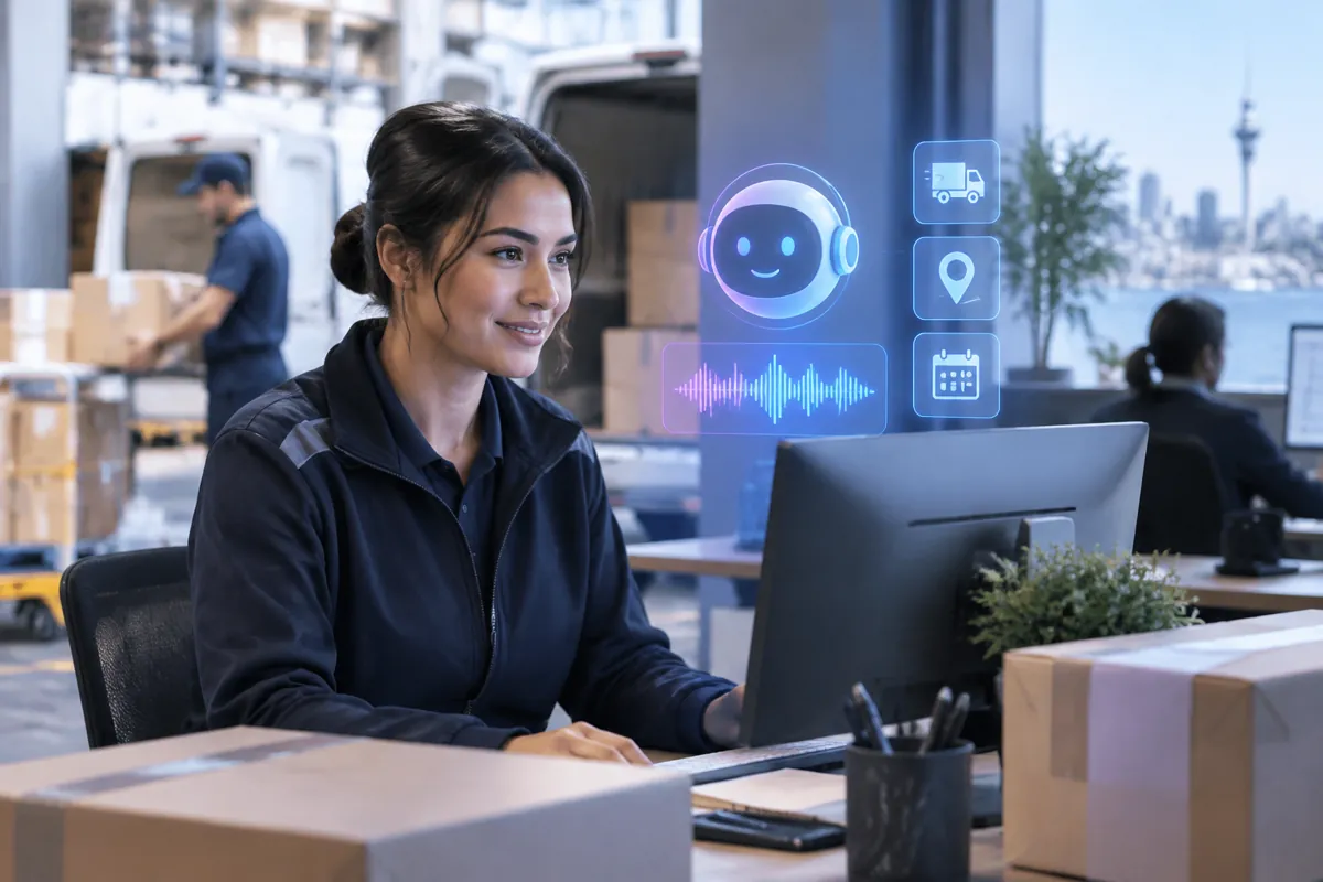 Courier companies team at work while AIIT Voice AI answers customer calls