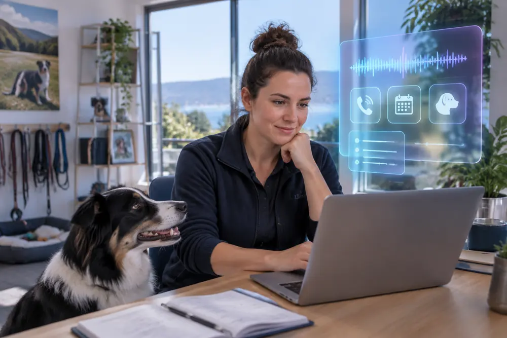 Business owner reviewing Voice AI conversation outcomes
