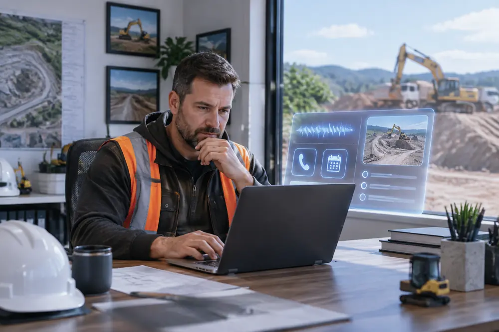Business owner reviewing Voice AI conversation outcomes