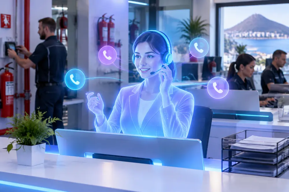 SAM digital receptionist answering calls for a New Zealand fire-protection companies business
