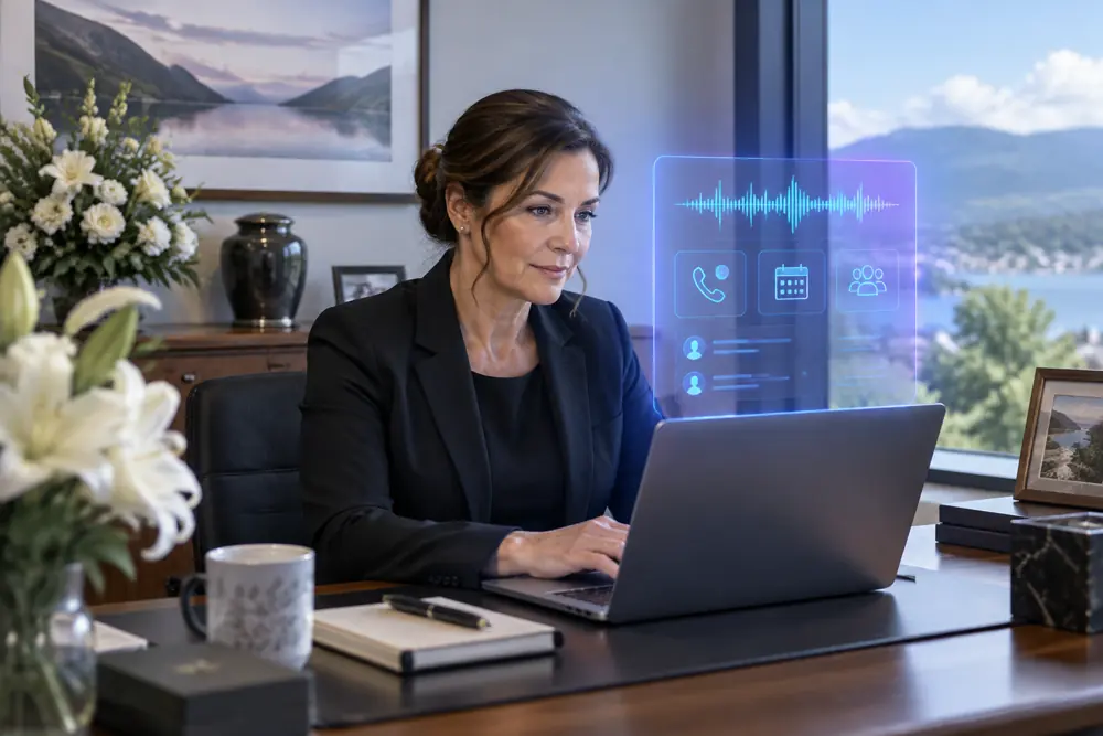 Business owner reviewing Voice AI conversation outcomes
