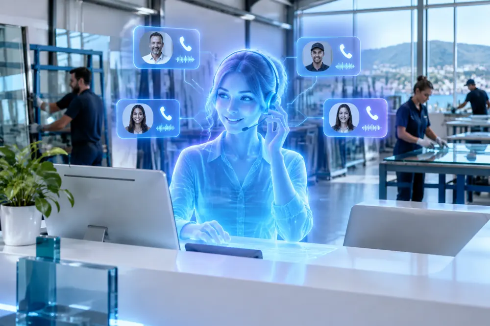 SAM digital receptionist answering calls for a New Zealand glaziers business