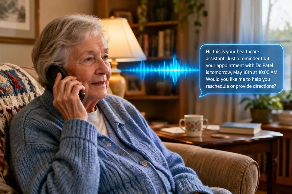 Older patient receiving an appointment reminder by phone