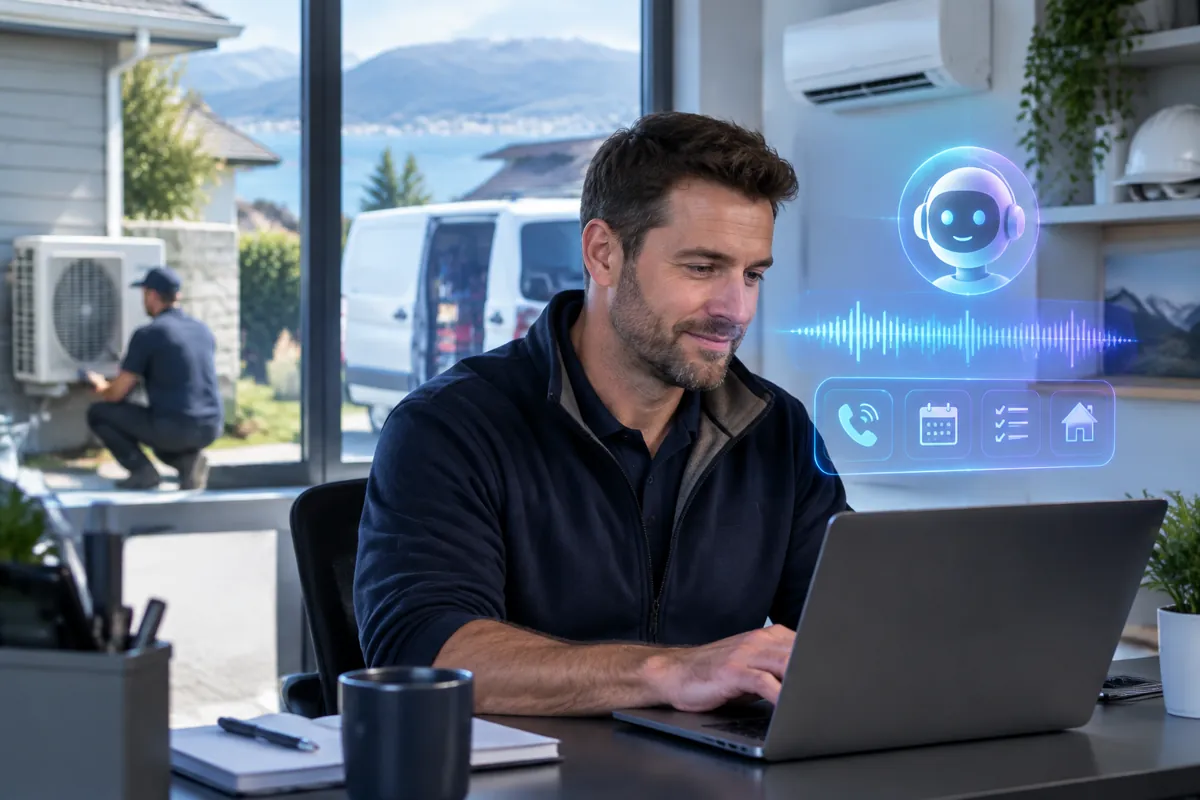 HVAC / Heat Pump Installers team at work while AIIT Voice AI answers customer calls