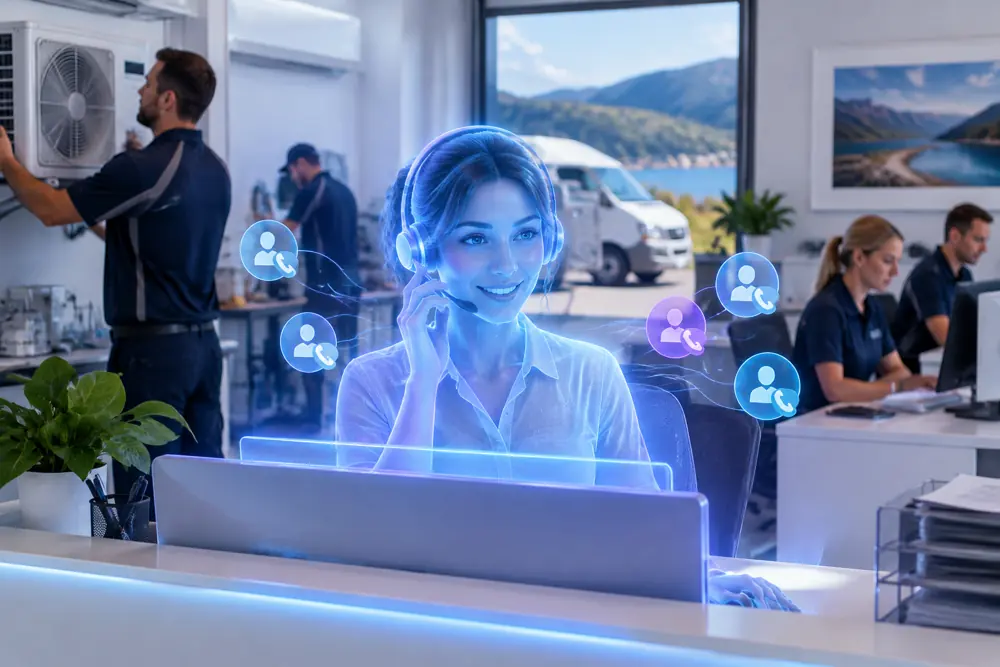 SAM digital receptionist answering calls for a New Zealand hvac / heat pump installers business