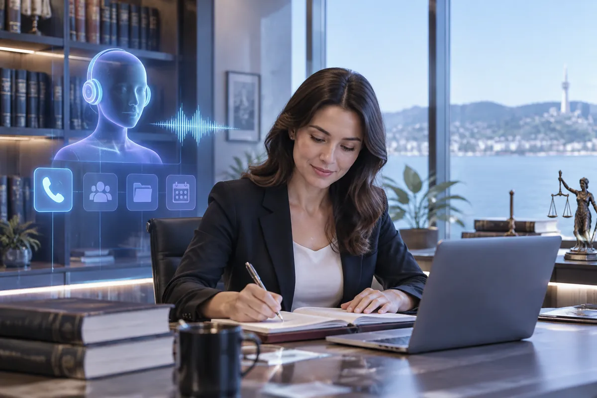 Law firms team at work while AIIT Voice AI answers customer calls
