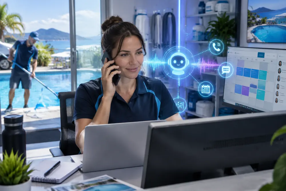 Pool maintenance workflow coordinated across channels