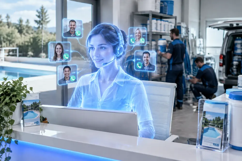 SAM digital receptionist answering calls for a New Zealand pool maintenance business