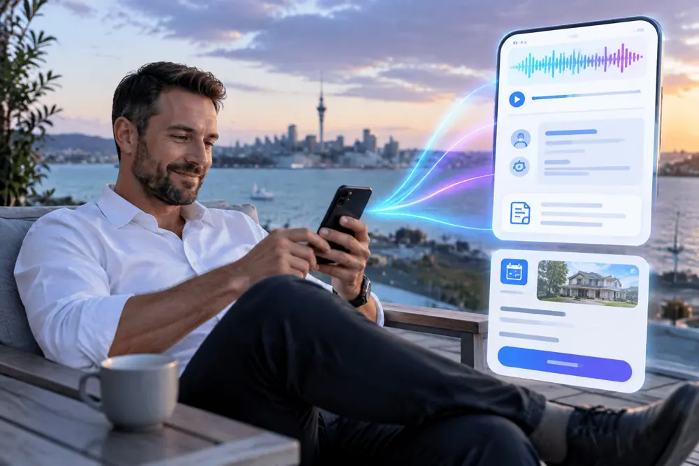 Property managers owner reviewing SAM call summaries and pre-booked jobs on a phone