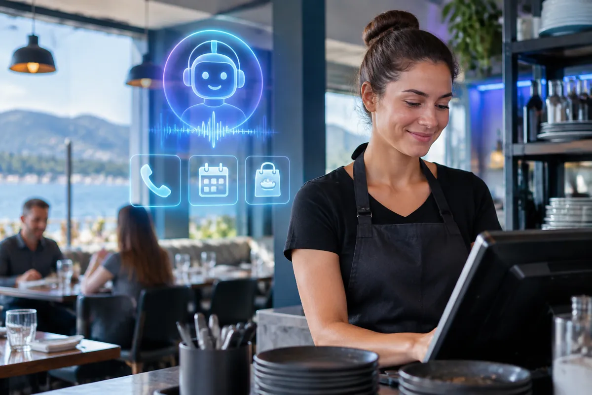 Restaurants team at work while AIIT Voice AI answers customer calls