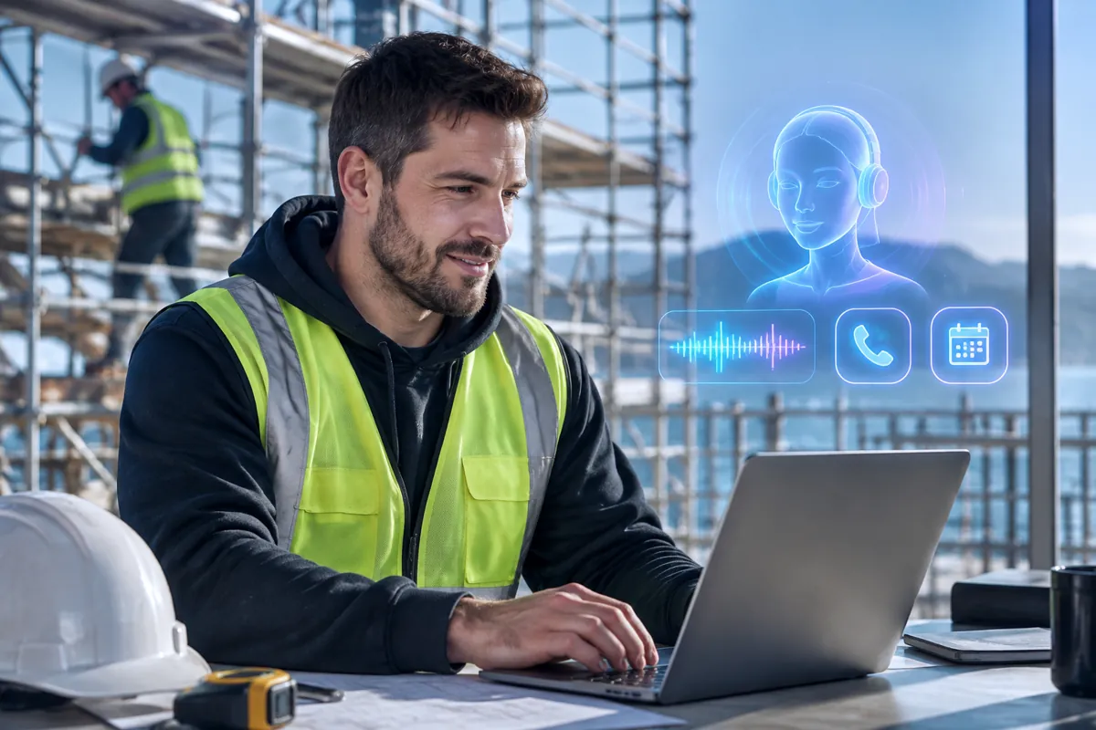 Scaffolding companies team at work while AIIT Voice AI answers customer calls