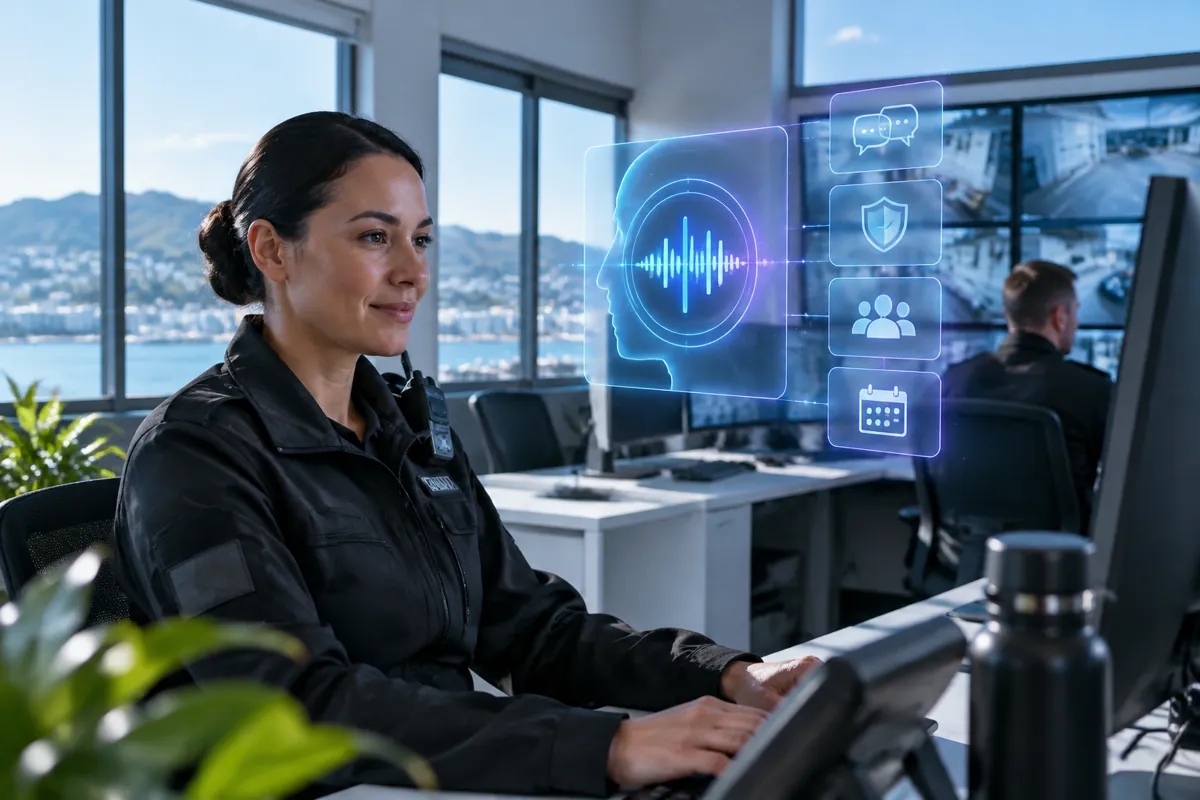 Security companies team at work while AIIT Voice AI answers customer calls