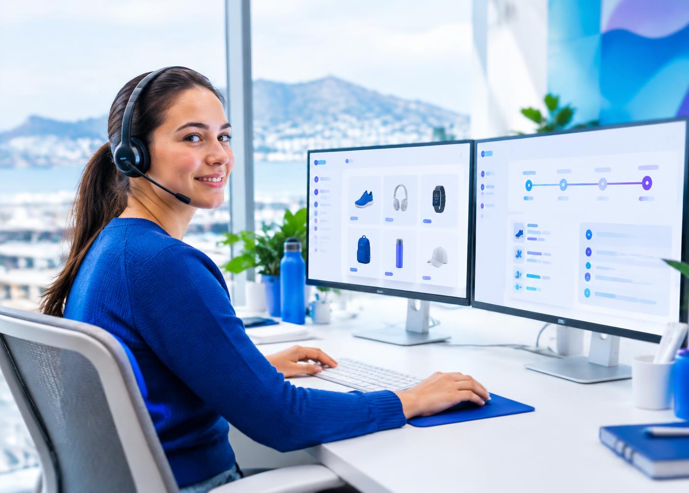 Online-store support specialist using product and order systems
