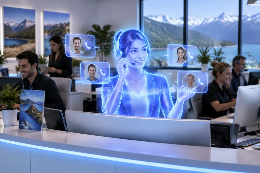 SAM digital receptionist answering calls for a New Zealand tour operators business