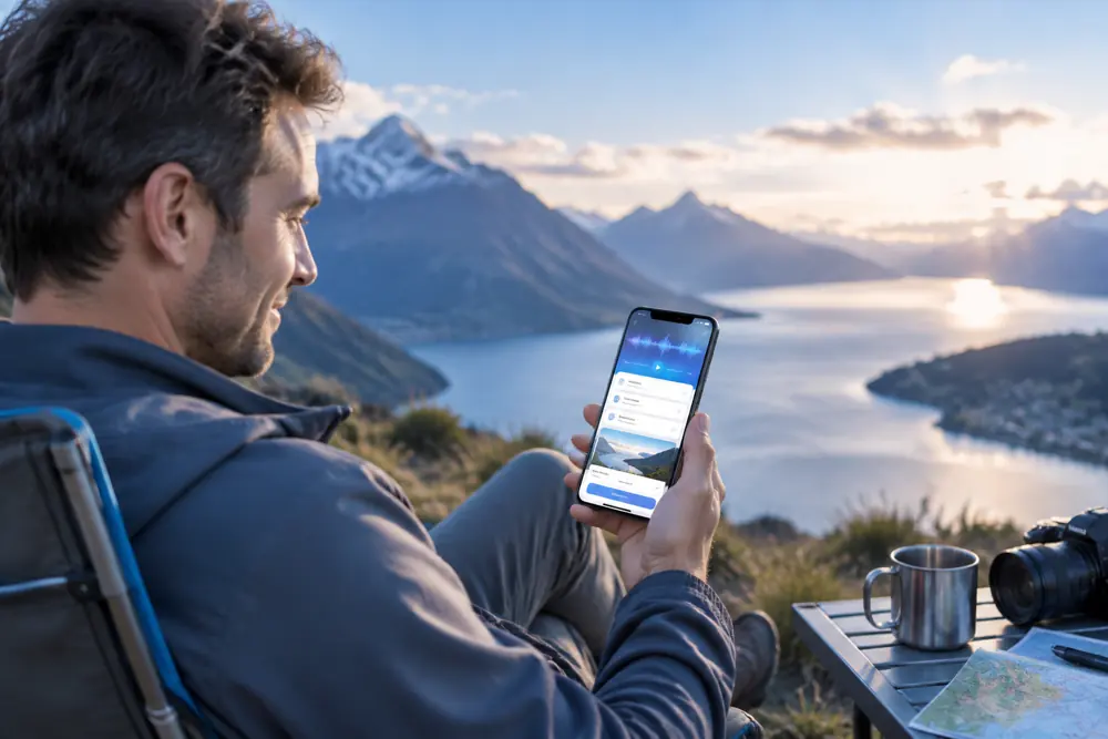 Tour operators owner reviewing SAM call summaries and pre-booked jobs on a phone
