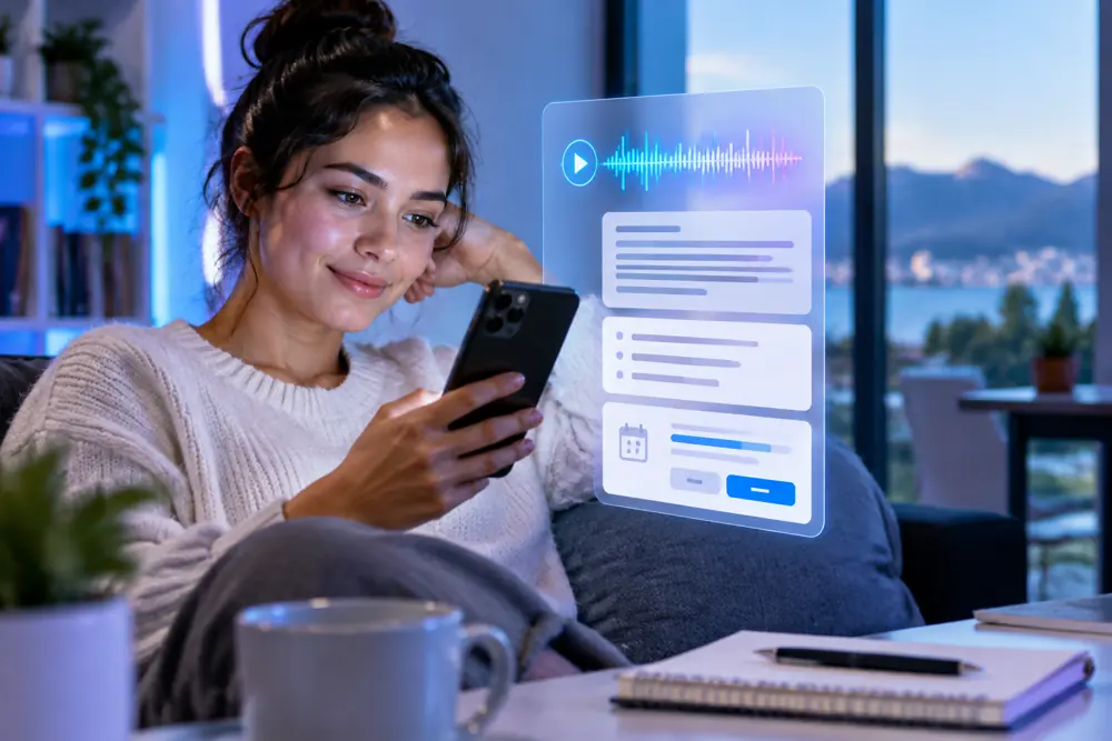 Tutoring businesses owner reviewing SAM call summaries and pre-booked jobs on a phone