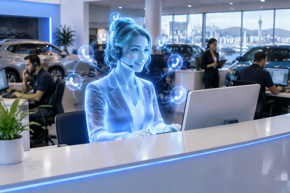 SAM digital receptionist answering calls for a New Zealand used-car dealers business