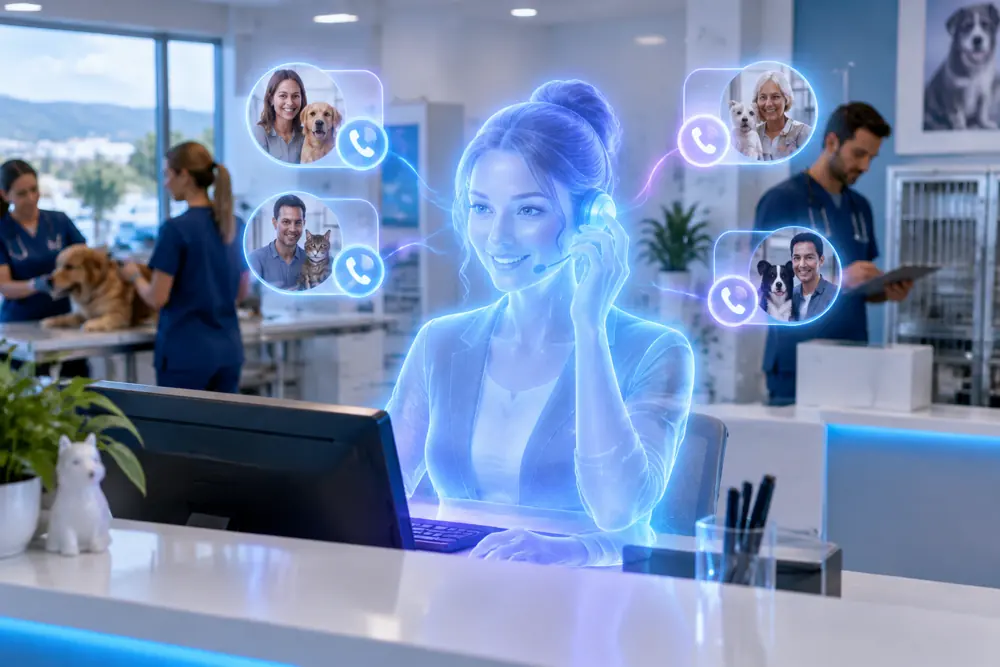 SAM digital receptionist answering calls for a New Zealand veterinary clinics business