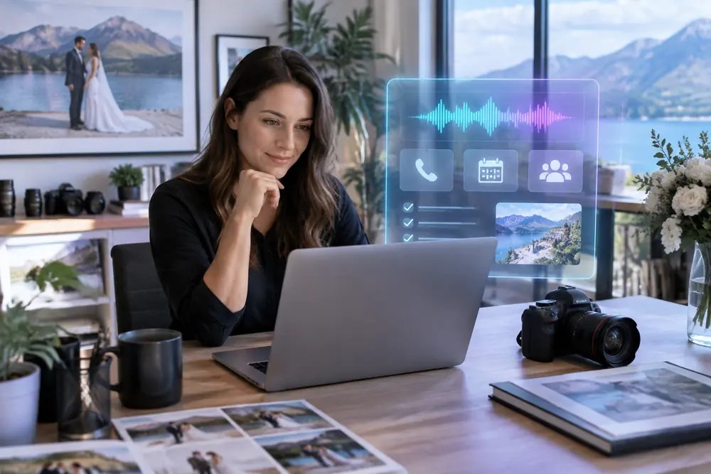 Business owner reviewing Voice AI conversation outcomes