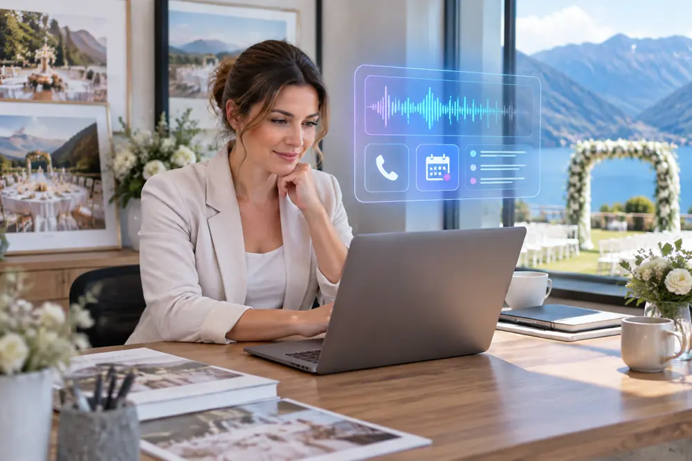 Business owner reviewing Voice AI conversation outcomes